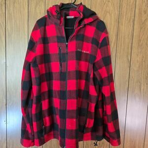 Northern Souvenirs Jacket Mens XL Flannel Shirt Buffalo Red Check Macinac Island